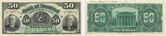 50 dollars 1891 - Bank of Montreal banknotes