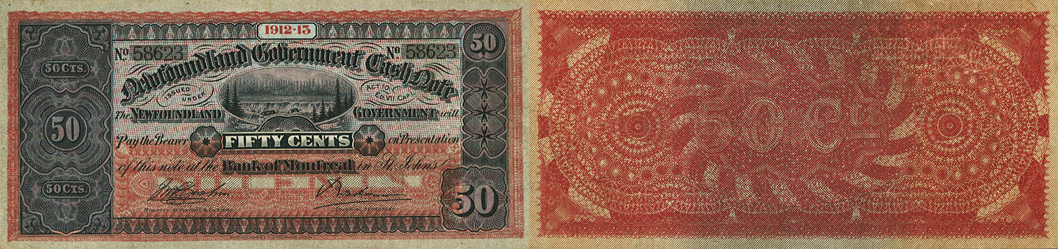 Government of Newfoundland Cash Note 50 cents 1910 à 1914