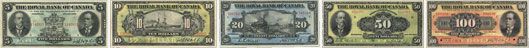 Billets de la banque de la Royal Bank of Canada de 1913