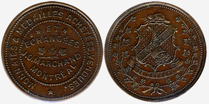 J.O. Marchand - Collectionneur - Montreal - 1893 - Collectionneur des monnaies canadiennes