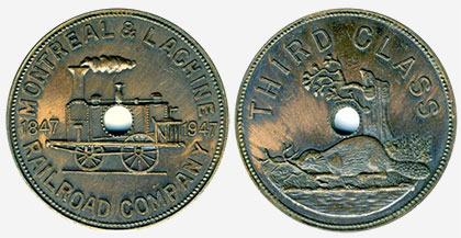 Jeton de train - Railroad Company - Montréal & Lachine - Bronze