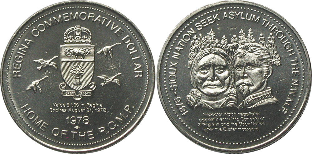 Regina - Commemorative Dollar - 1978 - 1876 - Sioux Nation Seek Sylum Through The N.W.M.P.