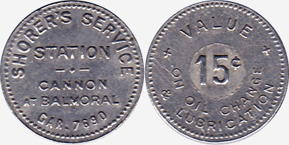 Hamilton - Shorer's Service Station - 15 cents