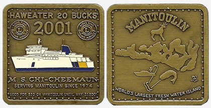 Manitoulin - Haweater Dollar - 2001 - Brass Plated - Enamelled