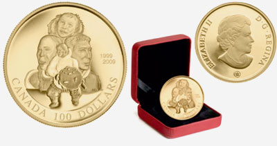 Pièce en or de 100$ de 2009 - Dixième anniversaire du Nunavut (1999-2009)