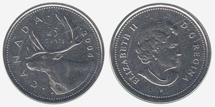 2005P CANADA 25¢ CARIBOU BRILLIANT UNCIRCULATED QUARTER 