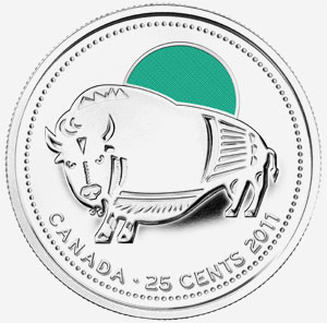 25 cents 2011 - Wood Bison - Green
