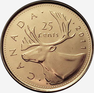 25 cents 2011 - Caribou