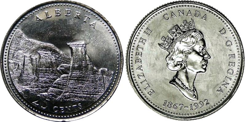 25 cents 1992 - Alberta