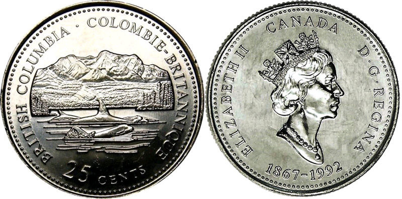 25 cents 1992 - Colombie Britannique
