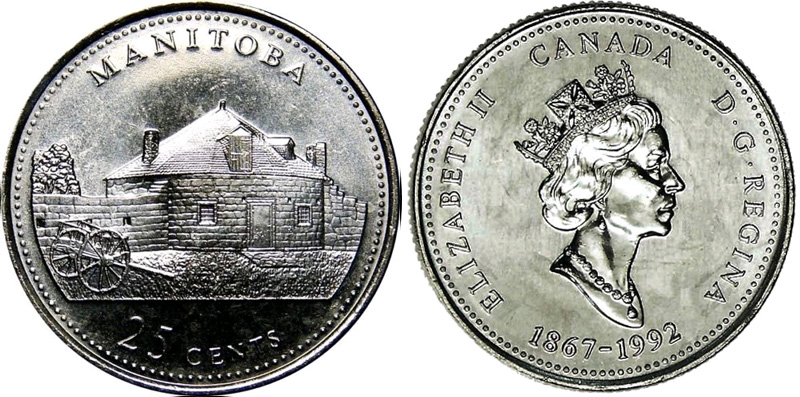 25 cents 1992 - Manitoba