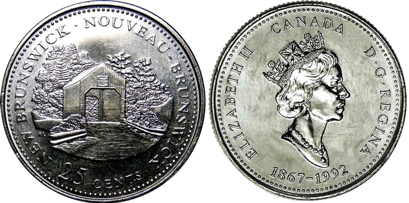 25 cents 1992 - Nouveau-Brunswick