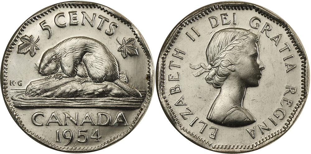 Image result for canadian nickel 1954