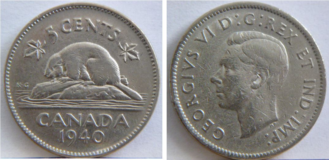 5 Cents 1940-Coin entrechoque reves-Coin fendillé revers et avers+Double front lumineux+Rotation-1.JPG