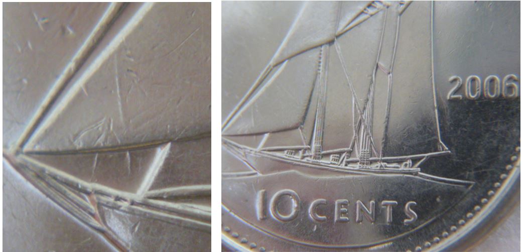 10 Cents 2006-Coin fendillé sur et sous la première voile-1.JPG