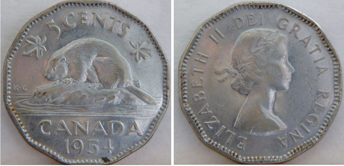 5 Cents  1954-Coin fendillé a deux endroit coté avers -1.JPG