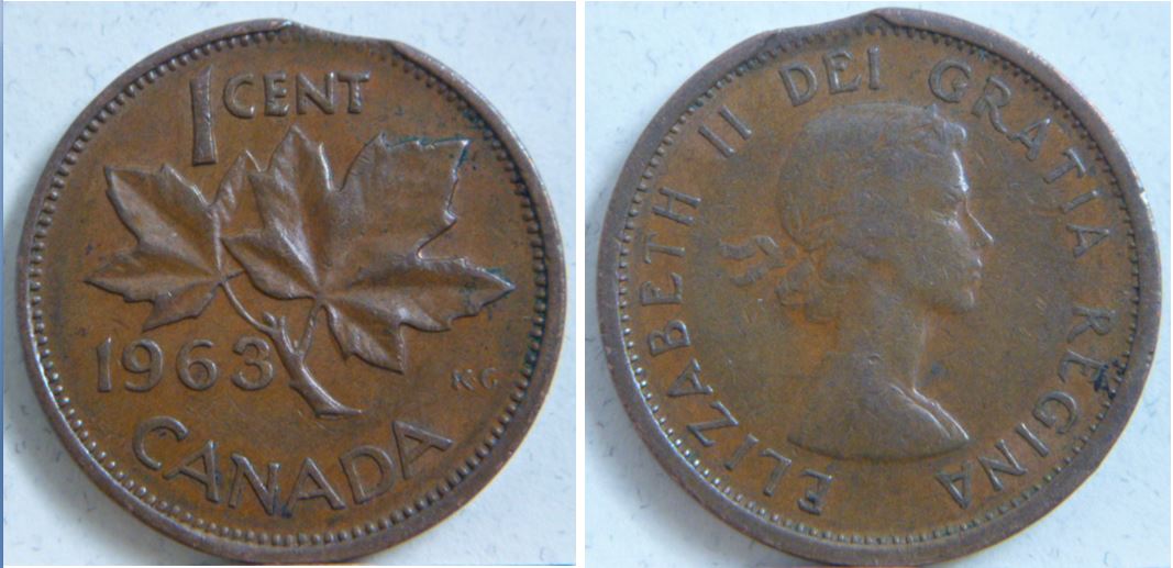 1 Cents 1963- Couper et entrechoqué coté revers-1.JPG