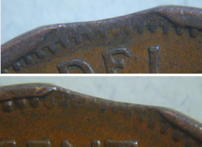 1 Cents 1963- Couper et entrechoqué coté revers-2.JPG