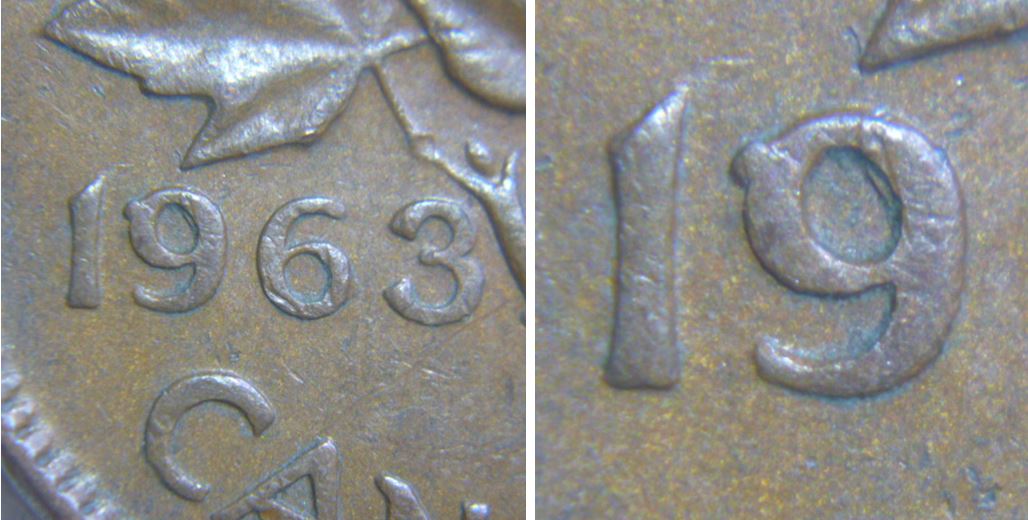 1 Cent 1963 -Éclat de coin devant le 9 comme en 1964-1.JPG