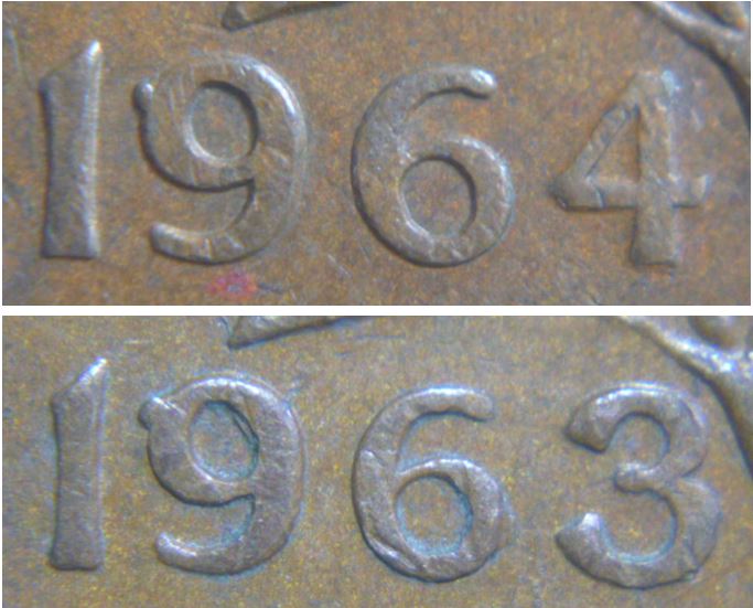 1 Cent 1963 -Éclat de coin devant le 9 comme en 1964-3.JPG