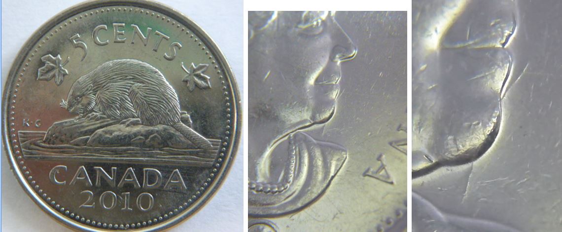 5 Cents 2010-Coin fendillé - menton de effigie.JPG