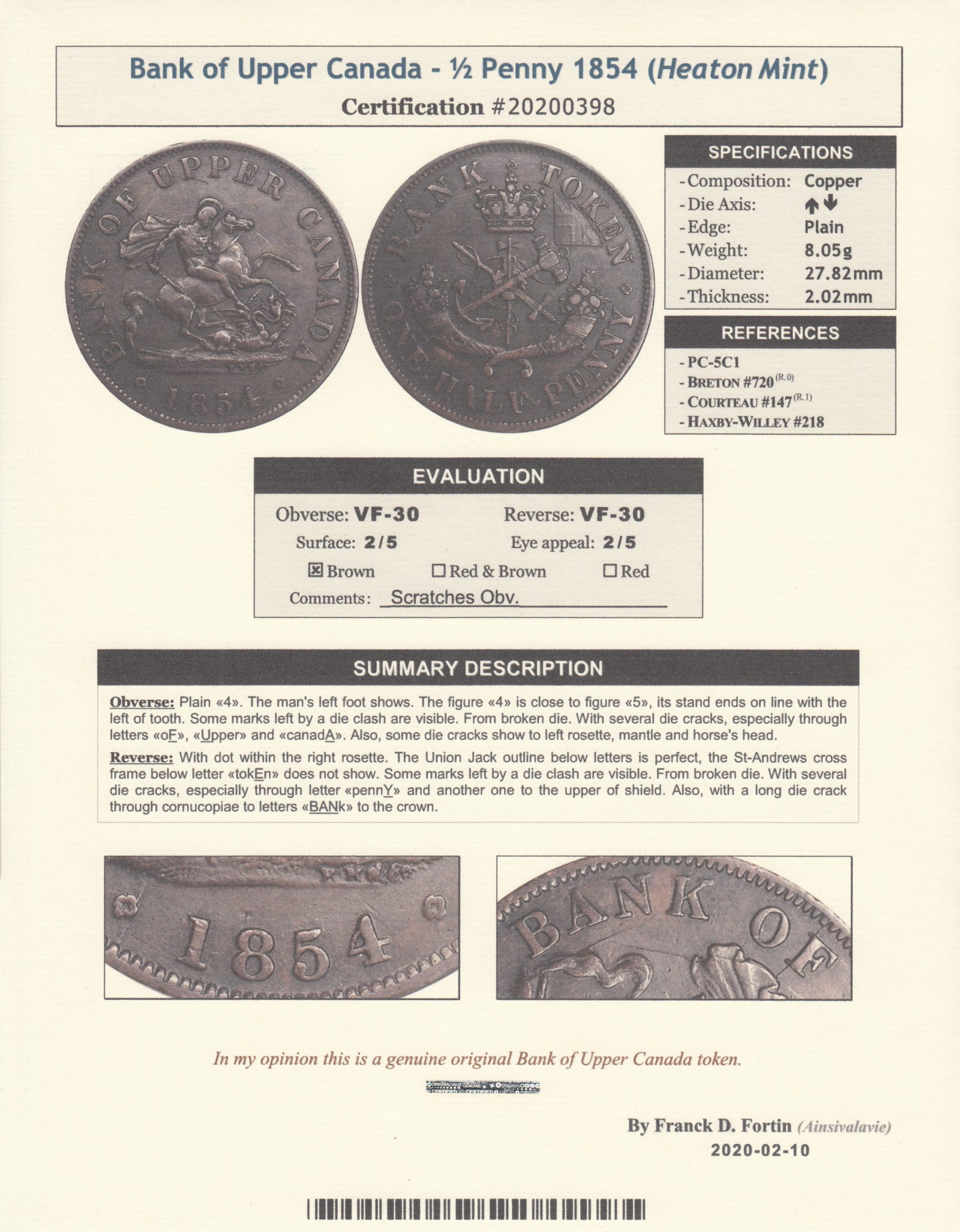 À Vendre - PC-5C1 (Courteau #147 - 20200398) - Certificat.jpg