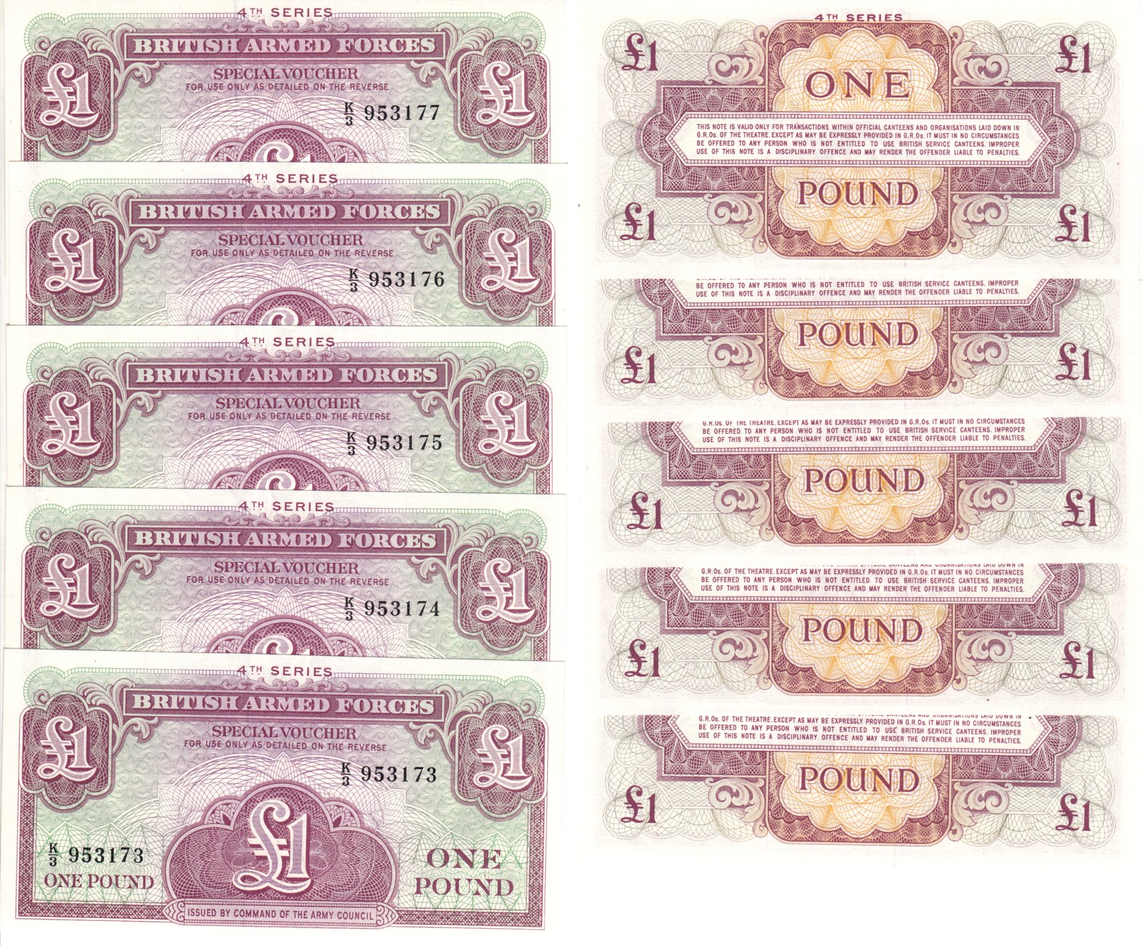 À Vendre - Lot 5 Billets UK Série 1 Pound 1962.jpg