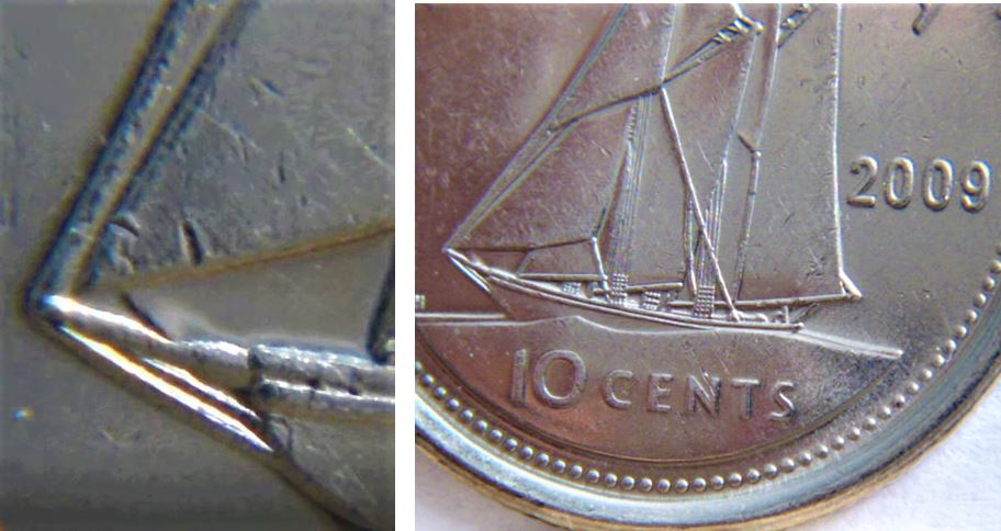 10 Cents 2009-Dommage du coin sous première voile.JPG