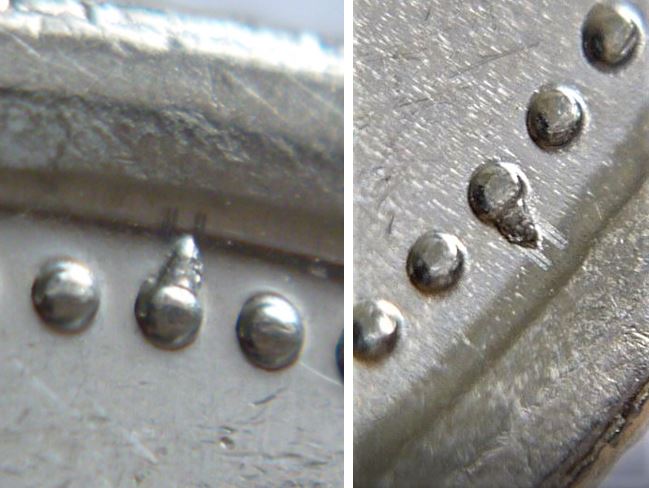 25 Cents 2006- Éclat du coin sur une perle coté avers- Une tuque-2.JPG