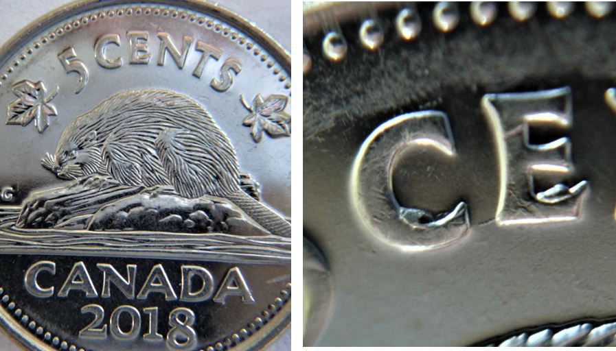 5 Cents 2018-Éclat du coin dans le CE de CEnts-2.JPG
