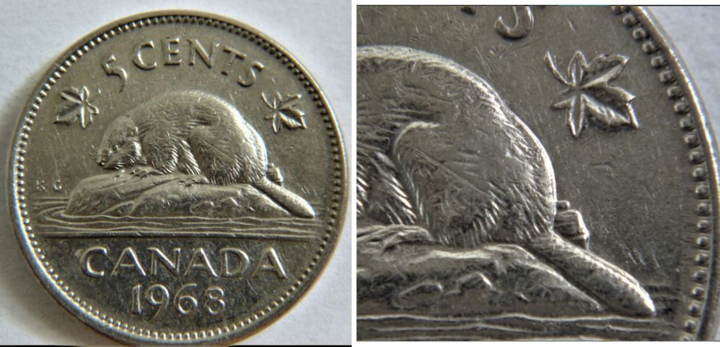 5 Cents 1968-Double castor-Coin détérioré-1.JPG