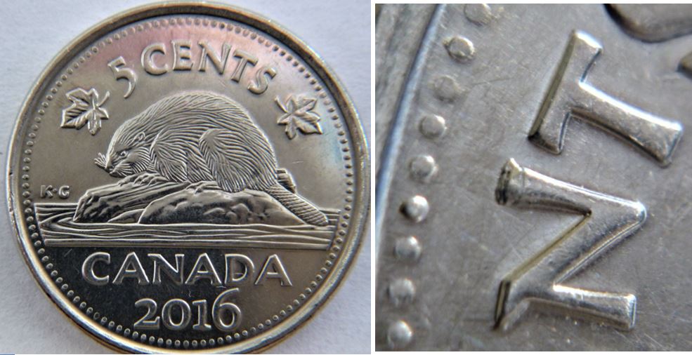 5 Cents 2016-Éclat du coin sur le N de ceNts.1.JPG
