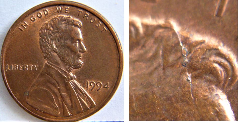 1 Cent 1994-USA-Coin fendillé tête effigie-1.JPG