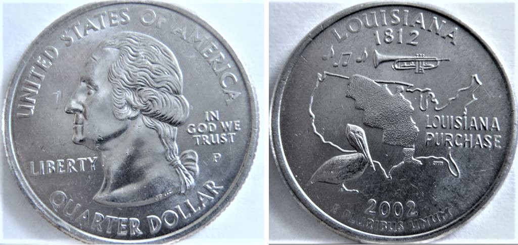 25 Cents USA-Louisiana-Dépôt métal sur effigie-1.JPG