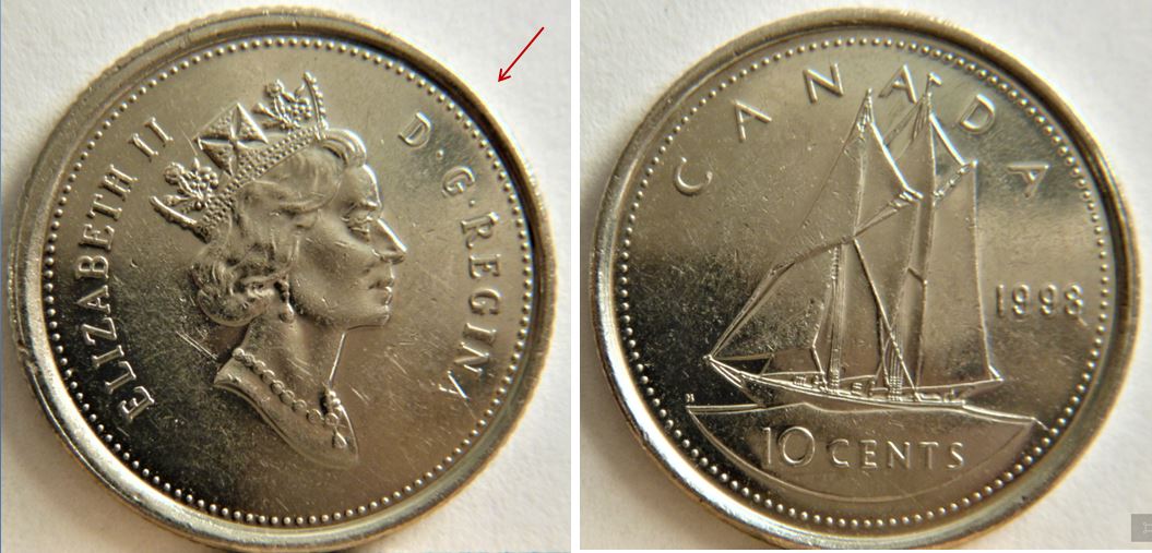 10 Cents 1998-Éclat du coin  sous le G et sur le R de d.G.Regina-1.JPG