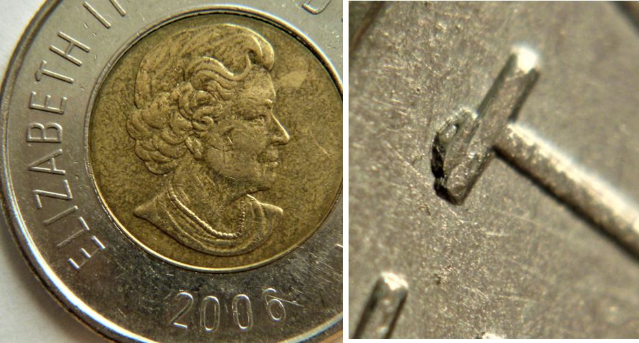 2 Dollar 2006-Éclat du coin sur T de elizabeTh-1.JPG
