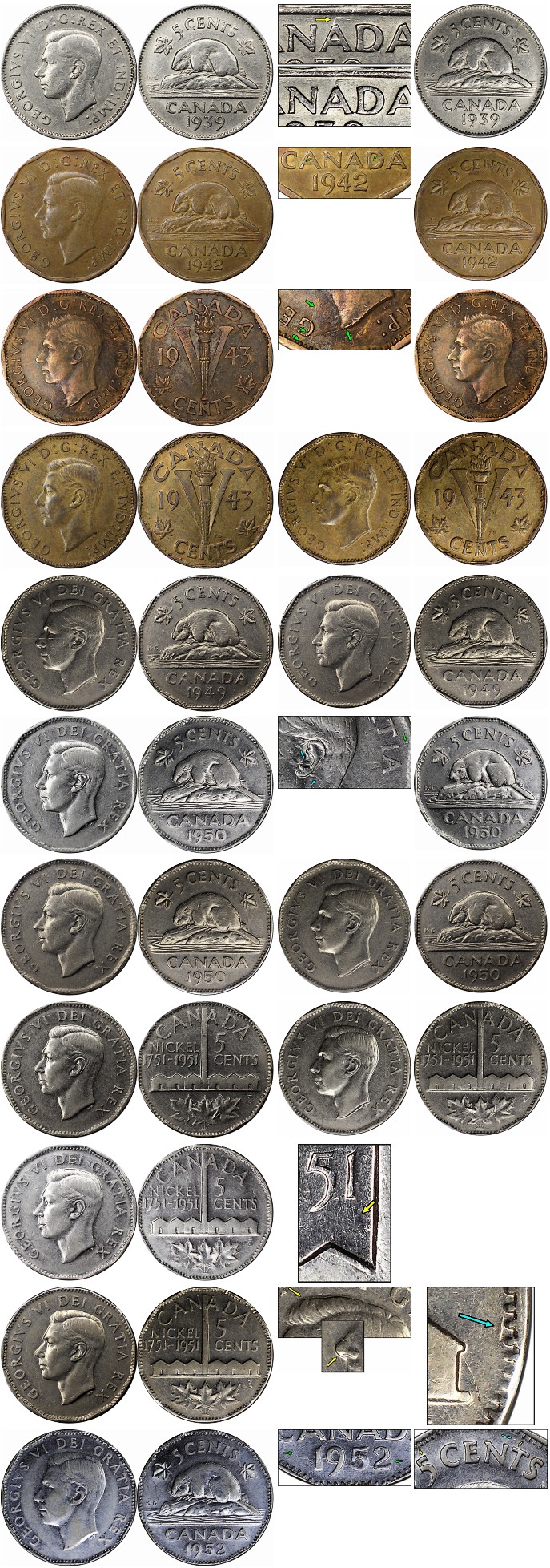 À Vendre - Lot 53 x 5c 1939-2019 Erreurs - CM - Part 1.jpg