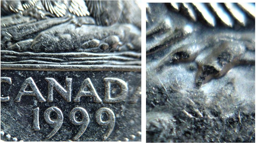 5 Cents 1999-Griffe additionnel-Éclat du coin.JPG