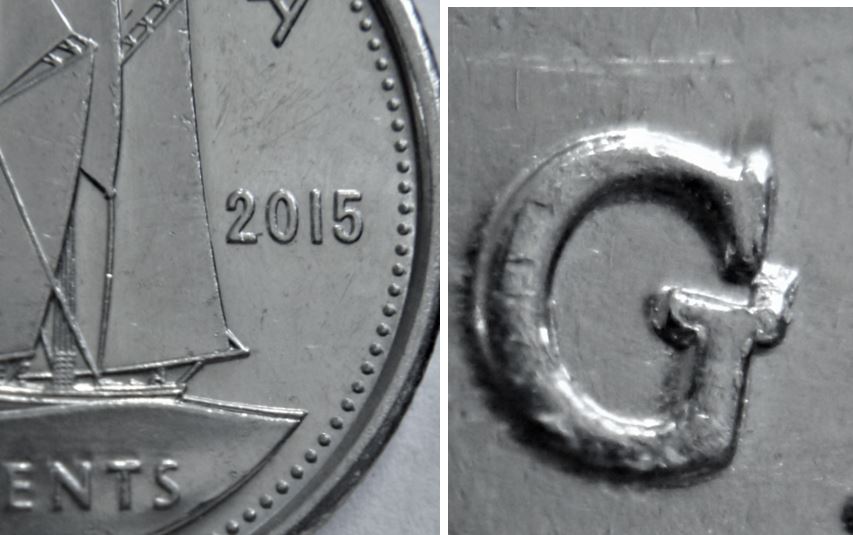 10 Cents 2015-Le G de reGina fermé par un éclat coin-1.JPG