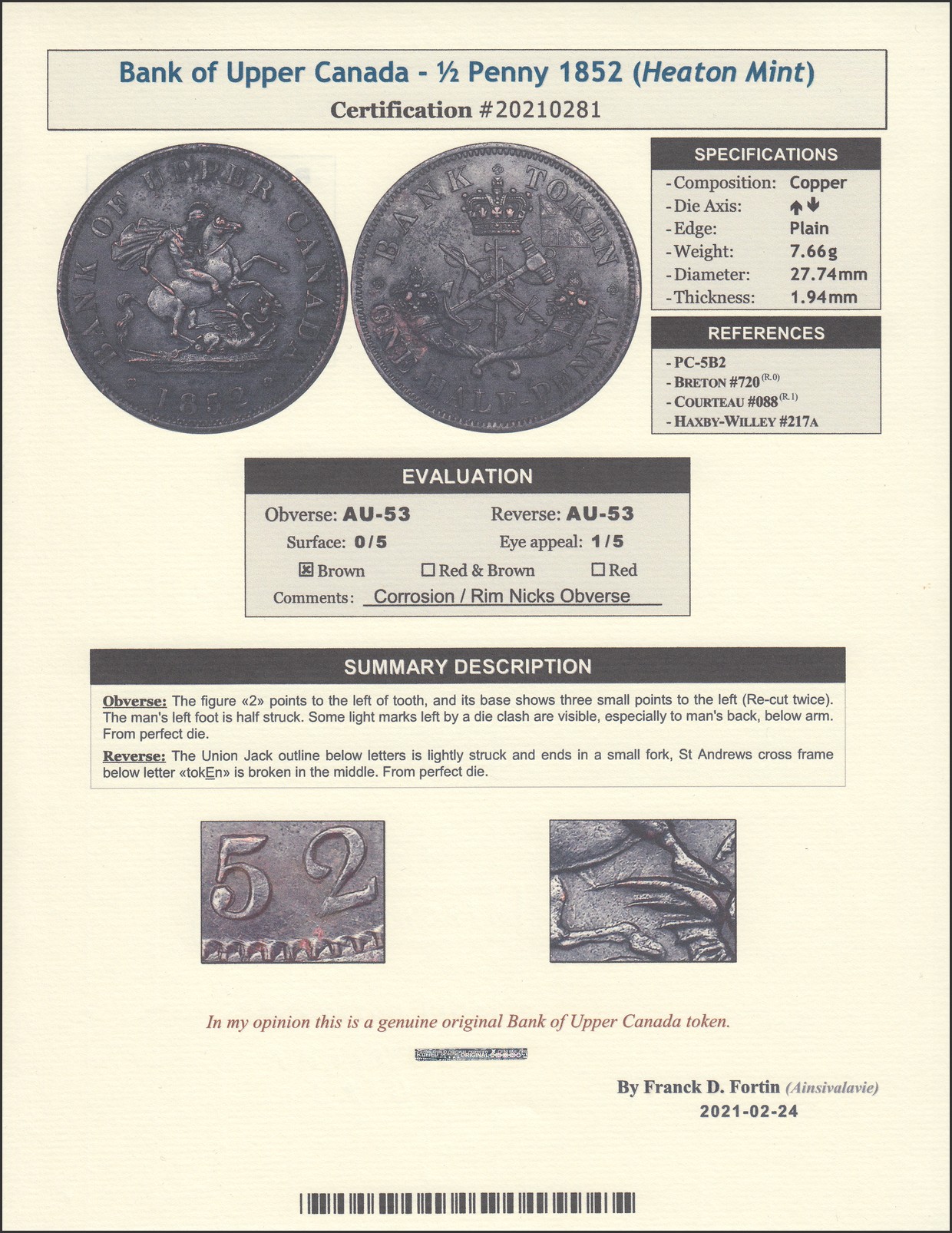 À Vendre - PC-5B2 - Courteau #088 (20210281) - Certificat 1.jpg