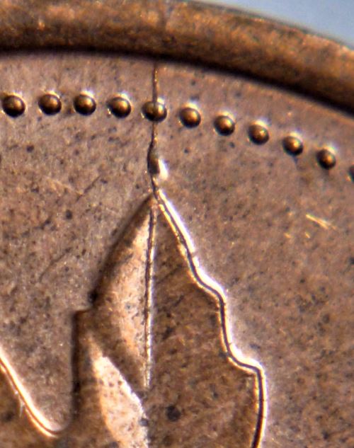 1 Cent 2000-Coin fendillé a la feuille droite-2.JPG