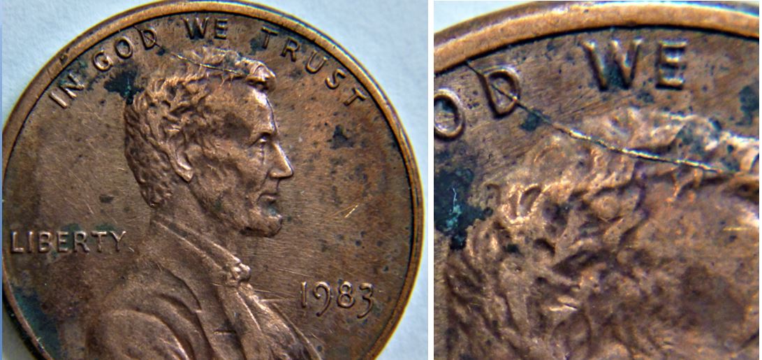 1 Cent 1983 USA-Coin fendillé avers et revers-1.JPG
