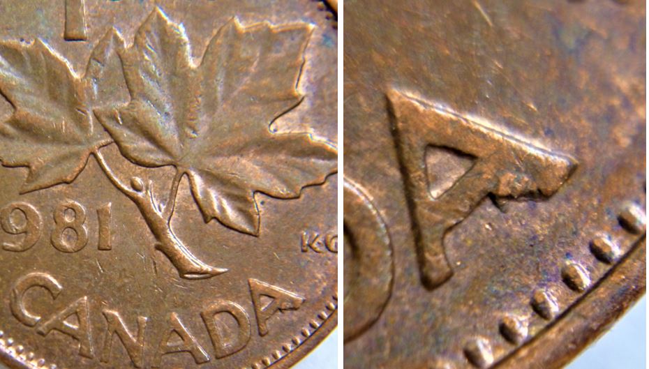 1 Cent 1981-Éclat coin sous le dernier A de canadA.1.JPG