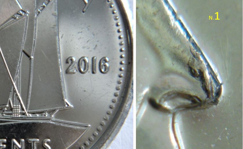 10 Cents 2016-Éclat coin sur le nez,1.JPG