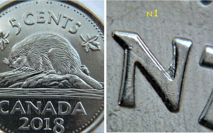 5 Cents 2018-Dépôt de métal dans le N de ceNts.1.JPG