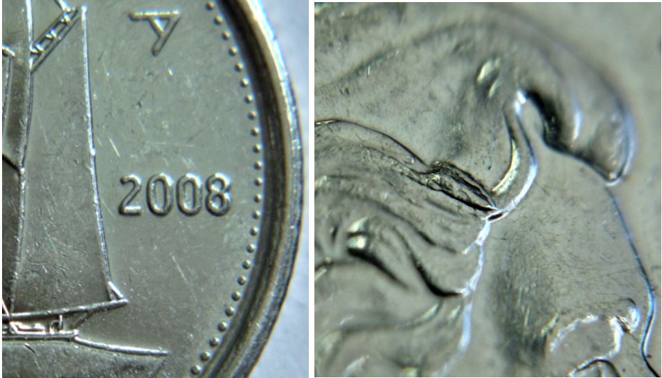 10 Cents 2008-Éclat coin dans les cheveux de l'effigie-1.JPG
