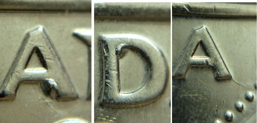 5 Cents 2019-Éclat coin sous A et dans le D+Coin fendillé au dernier A-2.JPG