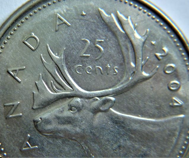 25 Cents 2004-Éclat coin sur D et dans A de canADa-1.JPG