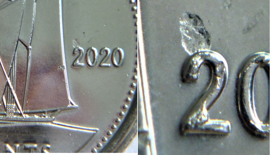 10 Cents 2020-Frappe a traves+Éclat coin sur le premier 2,1.JPG