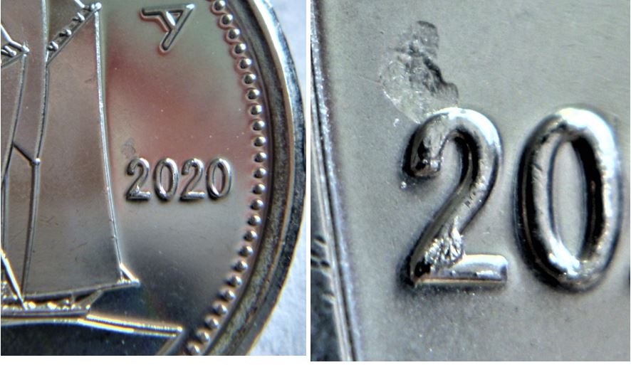 10 Cents 2020-Frappe a traves+Éclat coin sur le premier 2,2.JPG